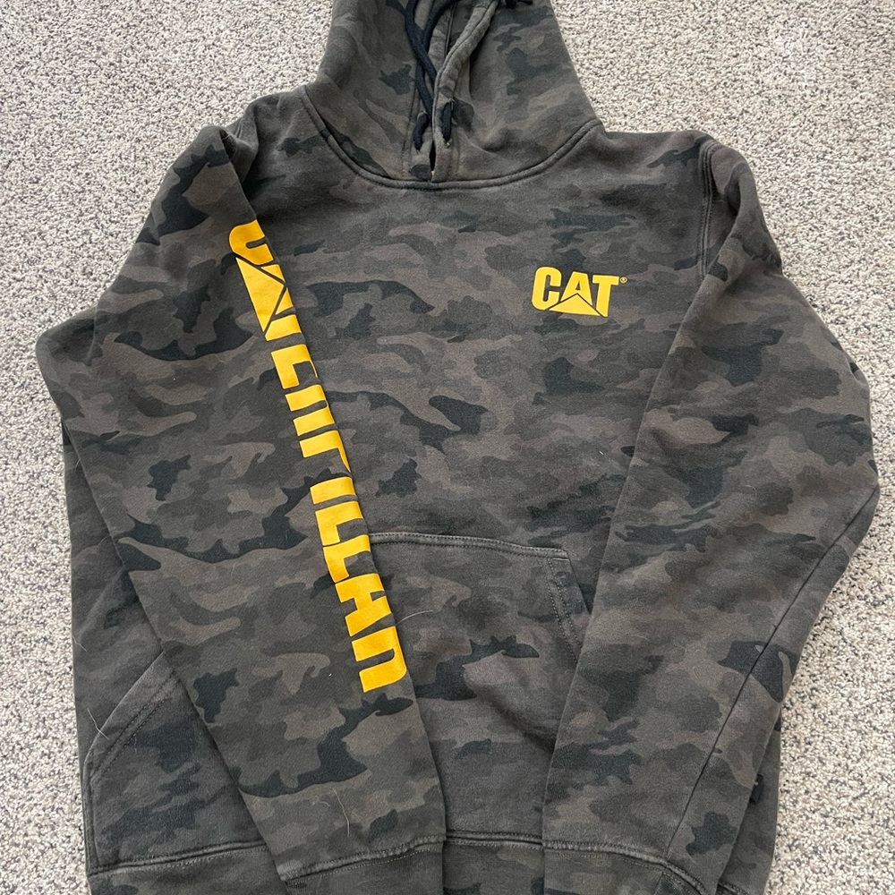 Caterpillar Camo Hoodie with Yellow Accents